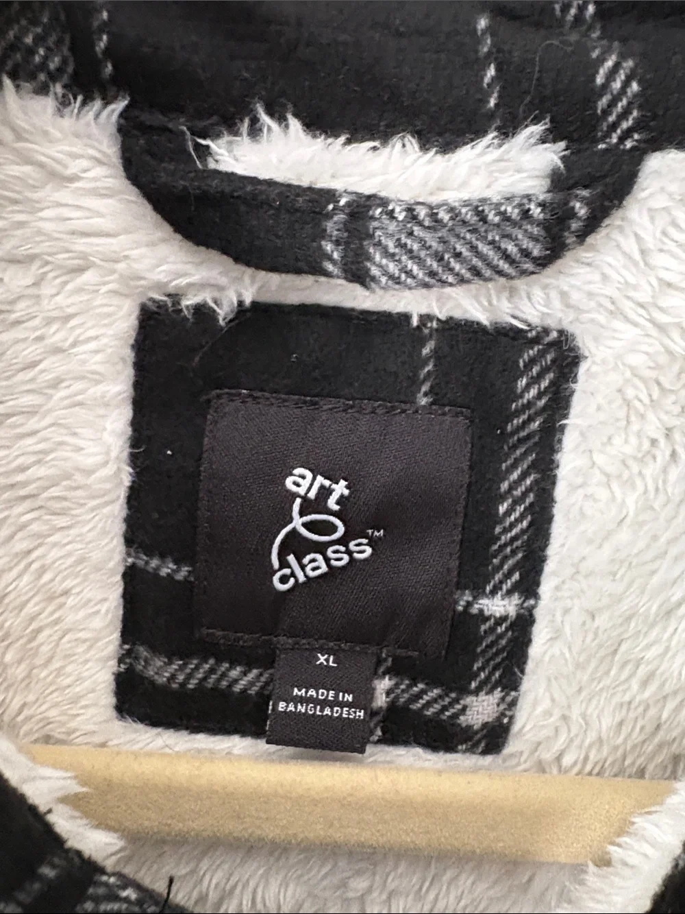 ART CLASS Black & White Plaid Fleece-Lined Jacket Shacket girls XL